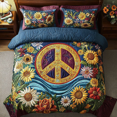 Peace Sign Flower WX1702033CL Duvet Cover Set