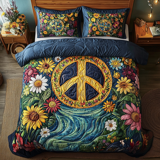 Peace Sign Flower WX1702029CL Duvet Cover Set