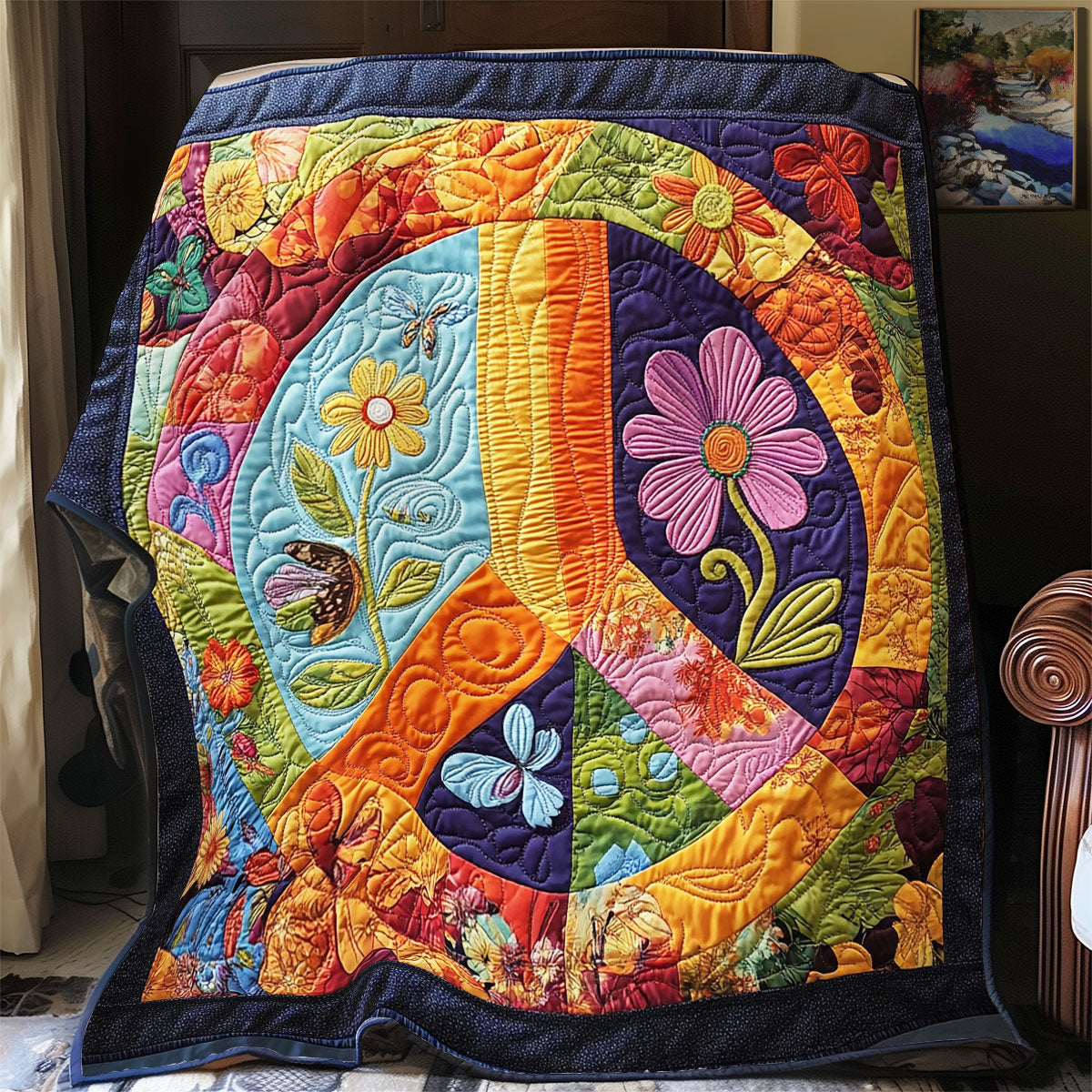 Peace Sign Flower WX2402091CL Quilt