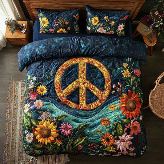 Peace Sign Flower WX1702031CL Duvet Cover Set