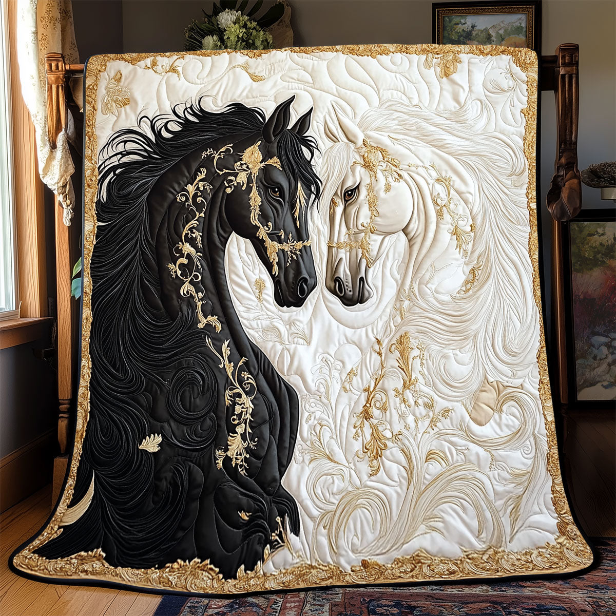 Black And White Horse WX0502011CL Quilt