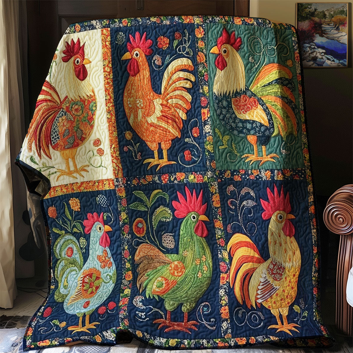 Folk Charm Chicken WJ0301003CL Quilt