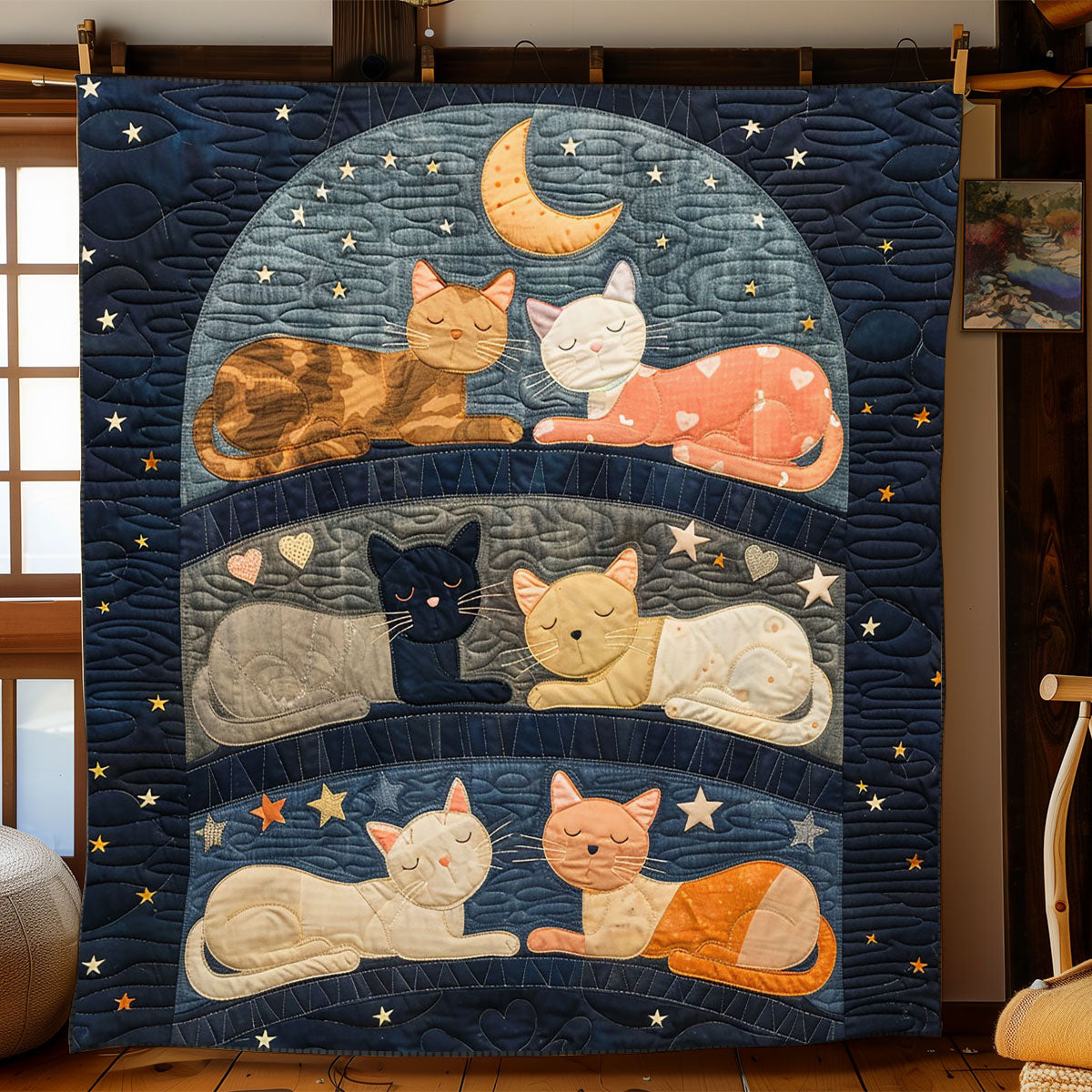 Sleeping Cat To The Moon WJ1303023CL Quilt