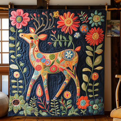 Floral Deer WJ1701011CL Quilt