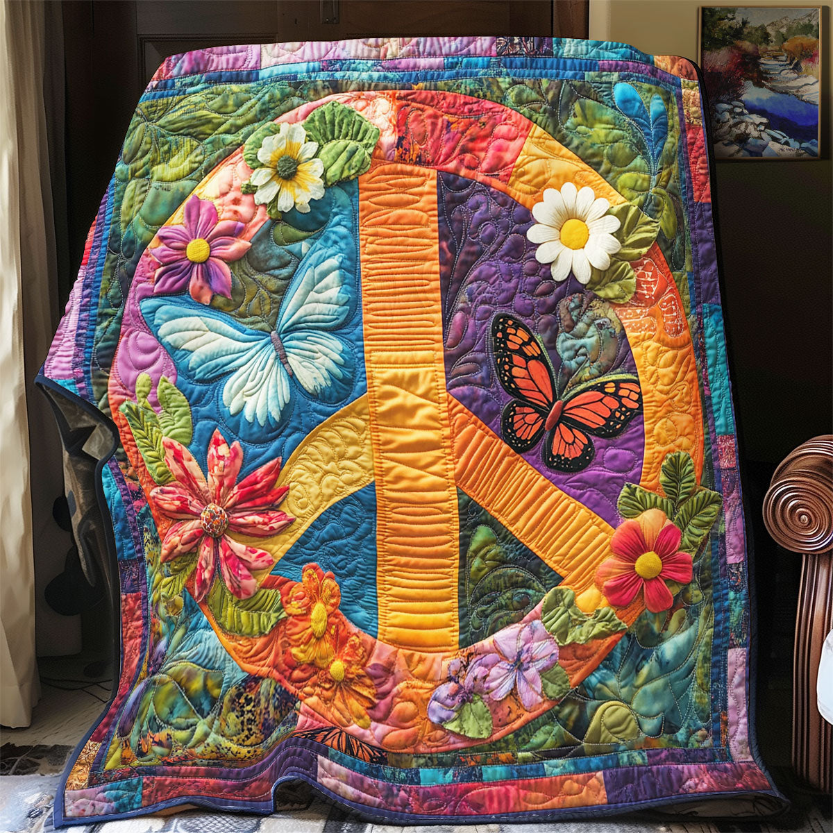 Peace Sign Flower WX2402087CL Quilt