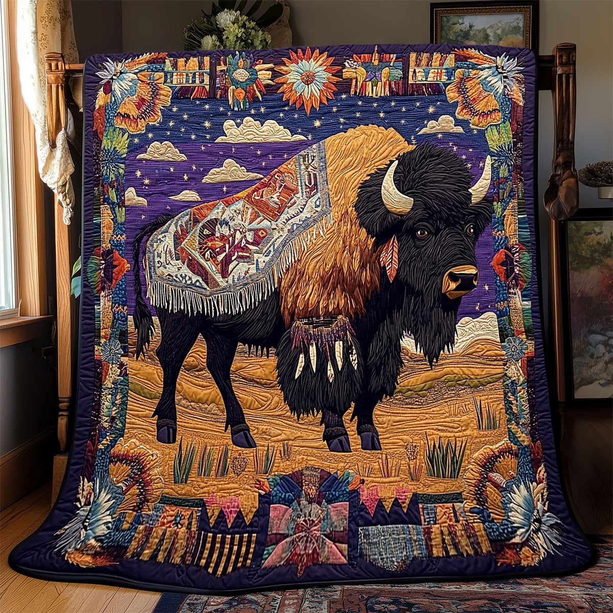 Bison Native American WX2201023CL Quilt