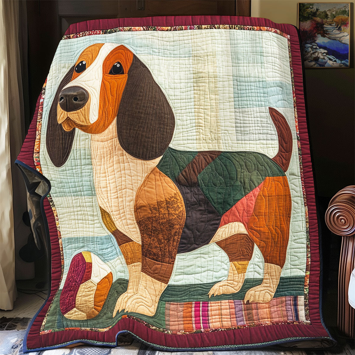 Adorable Basset Hound WX0301001CL Quilt