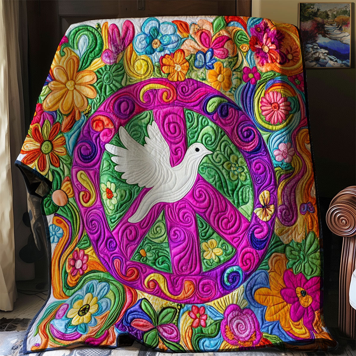 Hippie Peace Dove WJ0602014CL Quilt