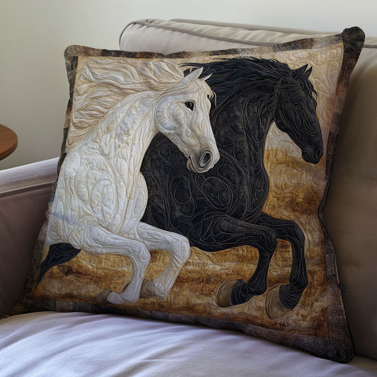 Black White Horse WX0601093CL Quilt Pillow Case