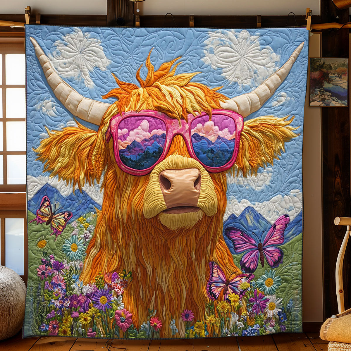 Groovy Highland Cow WJ2301016CL Quilt