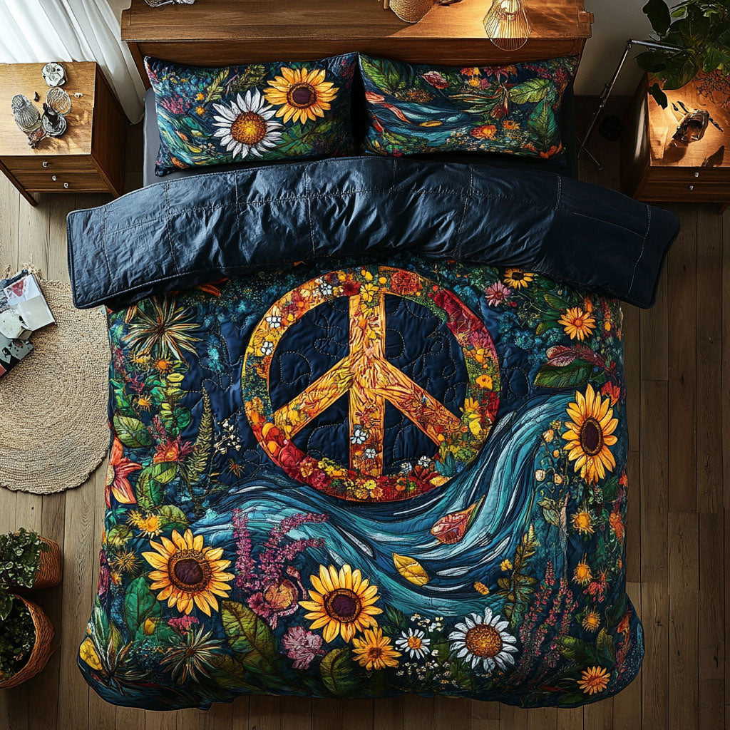 Peace Sign Flower WX1702032CL Duvet Cover Set