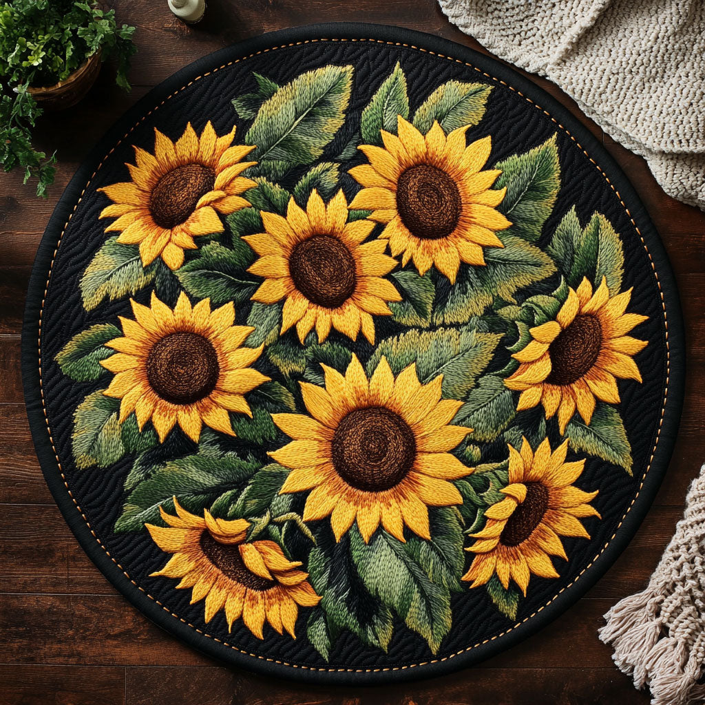 Sunflower Field WX1403134CL Quilted Round Mat