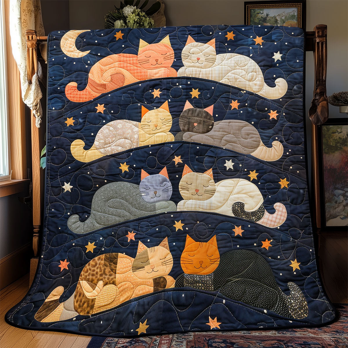 Sleeping Cat To The Moon WJ1303024CL Quilt