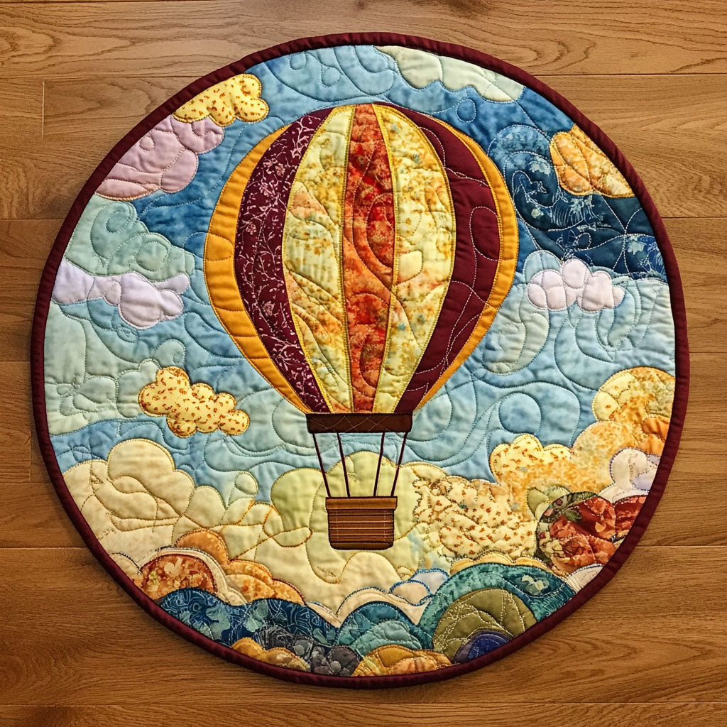 Hot Air Balloon WJ1403047CL Quilted Round Mat