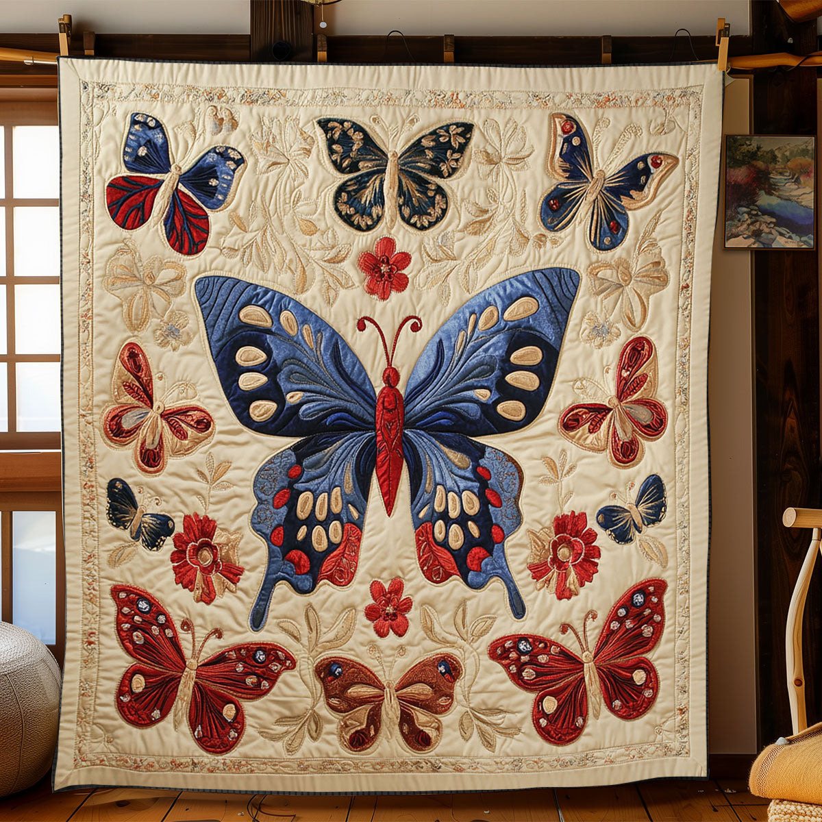 Antique Embroidered Butterfly WJ1702001CL Quilt