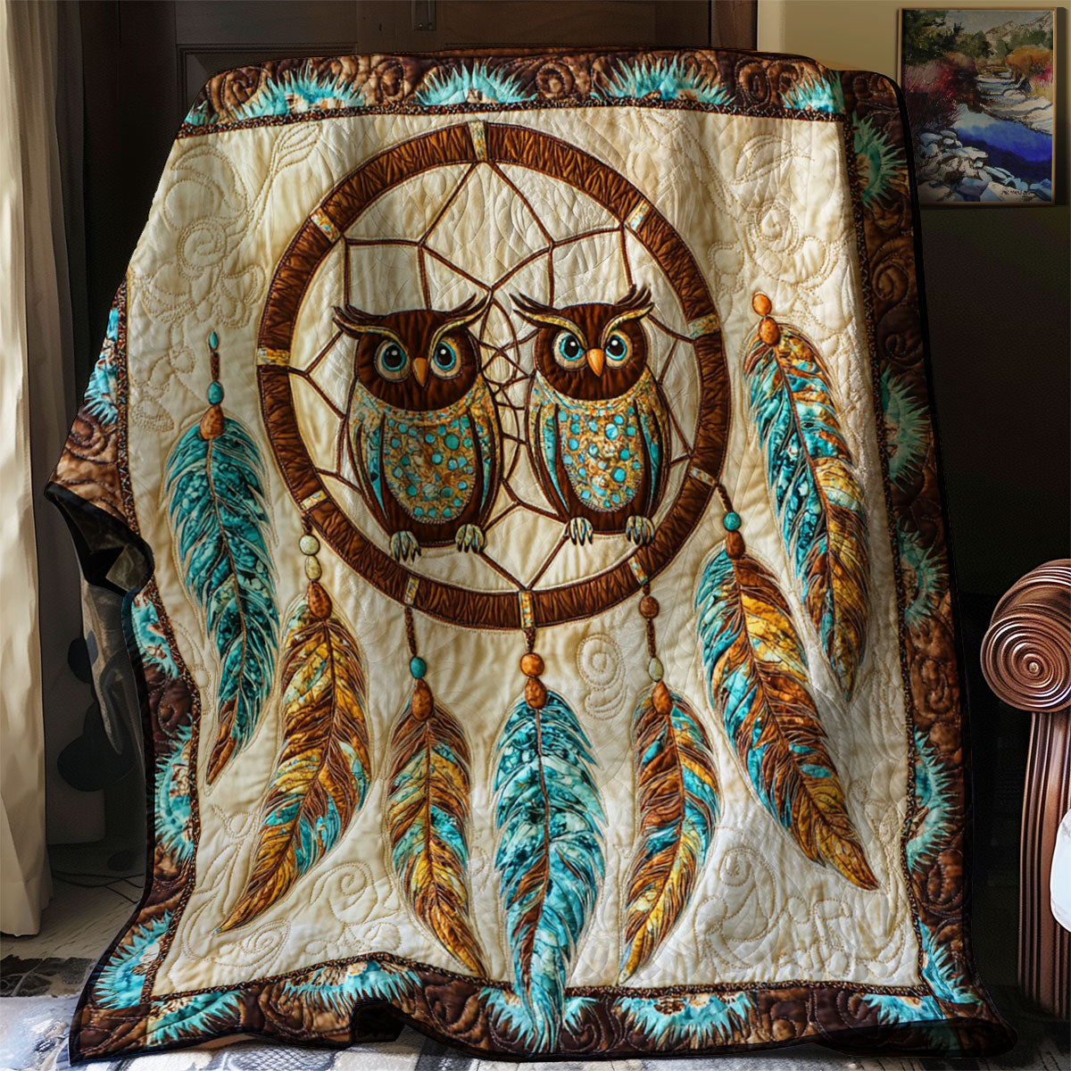 Native Dreamcatcher Owl WJ2301023CL Quilt