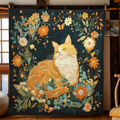 Purring Among Flowers WJ0201023CL Quilt