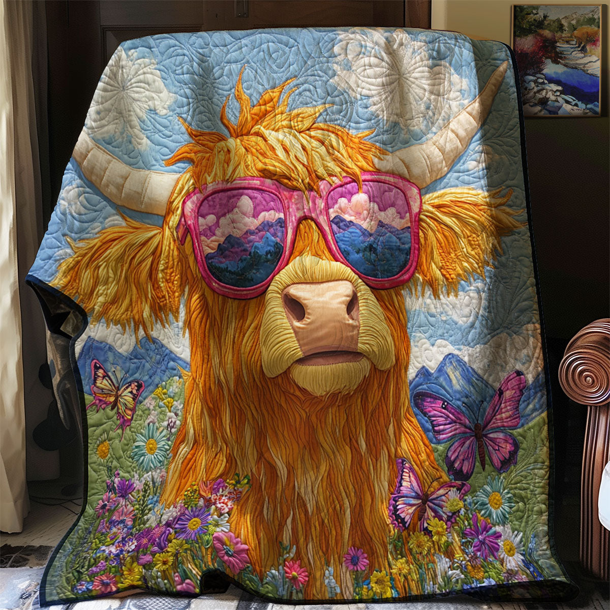 Groovy Highland Cow WJ2301016CL Quilt