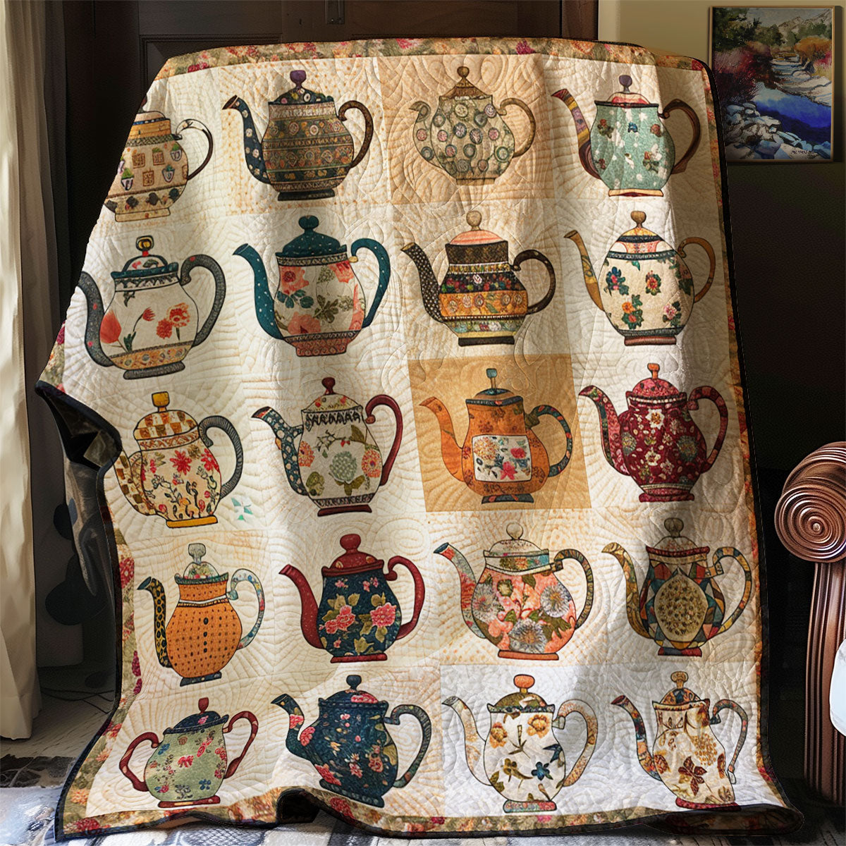 Floral Teapot WJ2301012CL Quilt