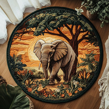 Elephant In Sahara WX1403121CL Quilted Round Mat