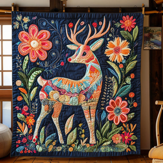 Floral Deer WJ1801013CL Quilt