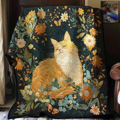 Purring Among Flowers WJ0201023CL Quilt