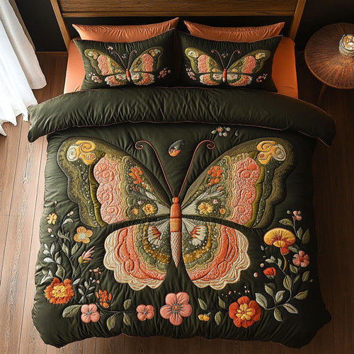 Antique Embroidered Butterfly WJ1402021CL Duvet Cover Set