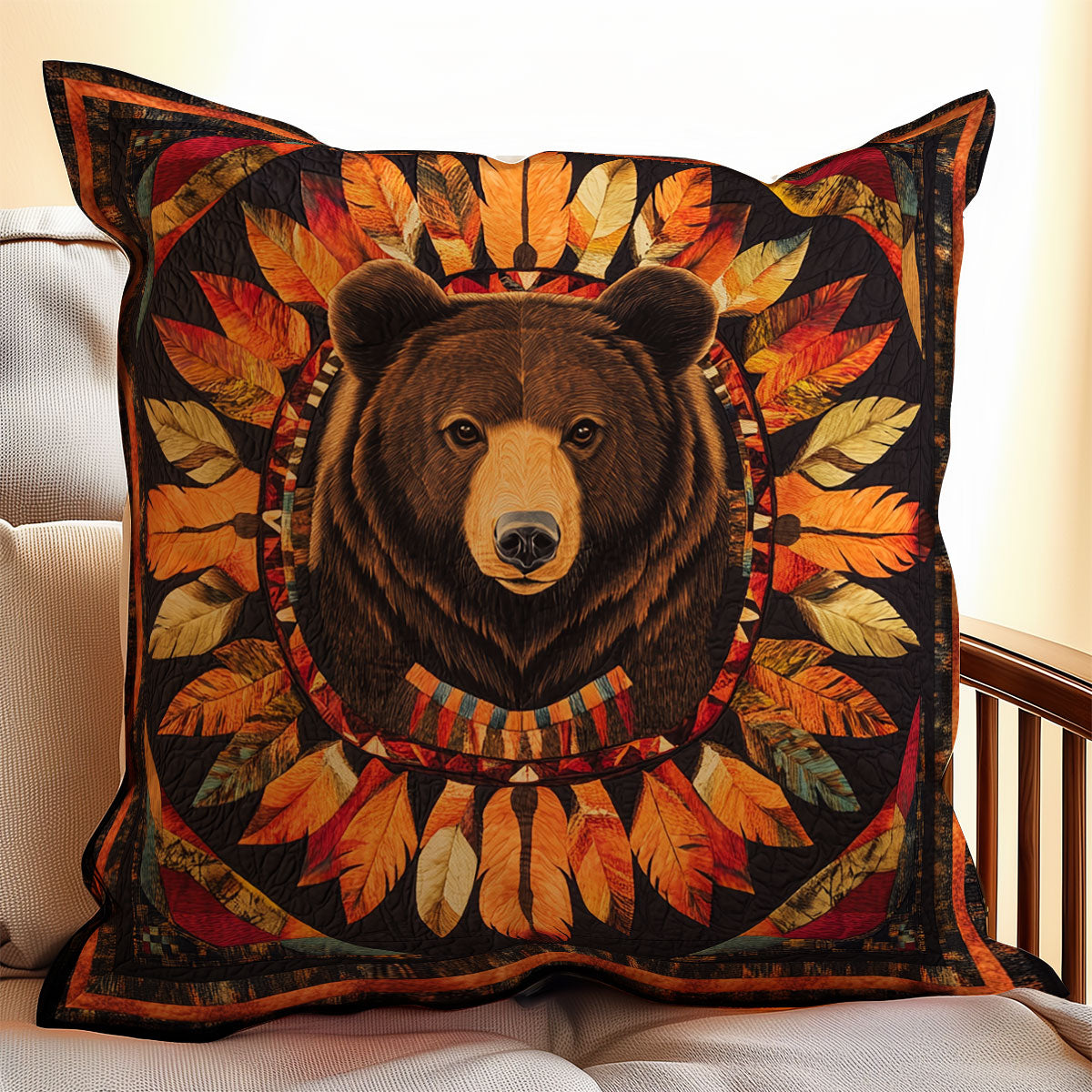 Bear Native American WX2101059CL Quilt Pillow Case