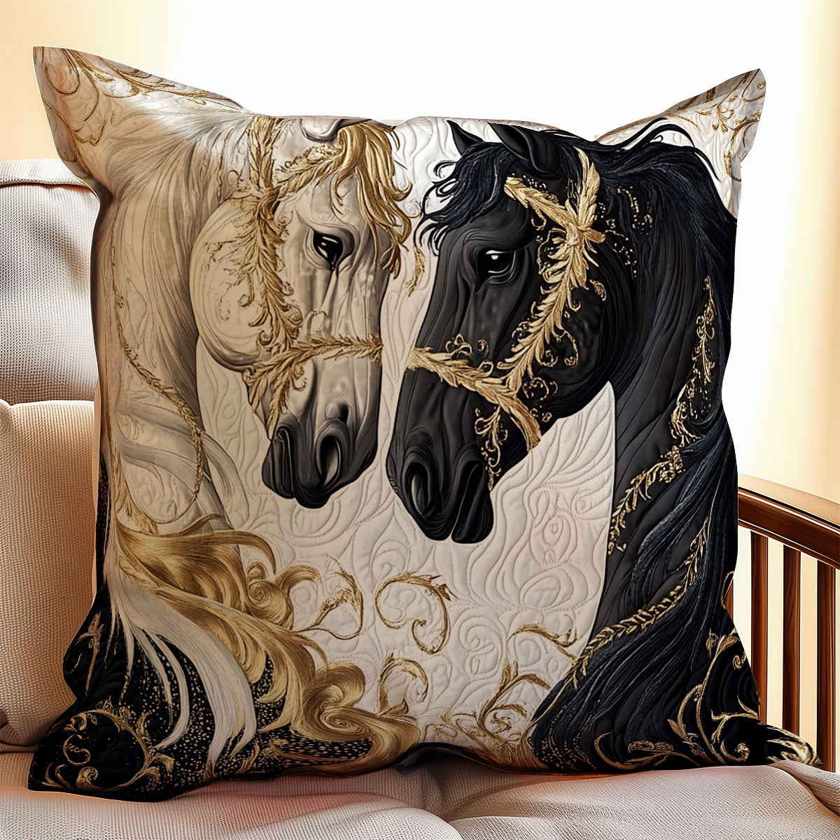 Black And White Horse WX0501088CL Quilt Pillow Case