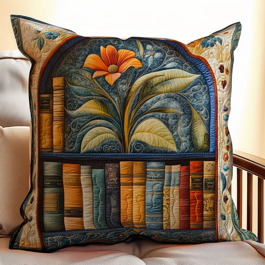 Bookshelf With Flower WX2802060CL Quilt Pillow Case