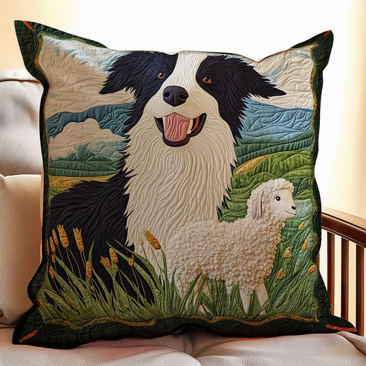 Border Collie And Lamb WX1302214CL Quilt Pillow Case