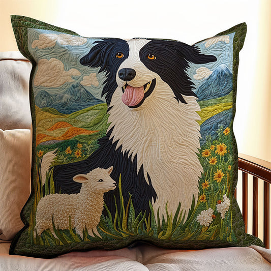 Border Collie And Lamb WX1302216CL Quilt Pillow Case