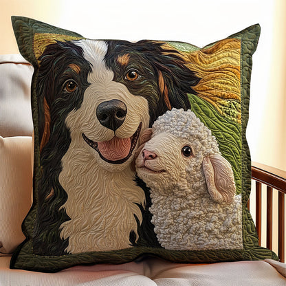 Border Collie And Lamb WX2802062CL Quilt Pillow Case