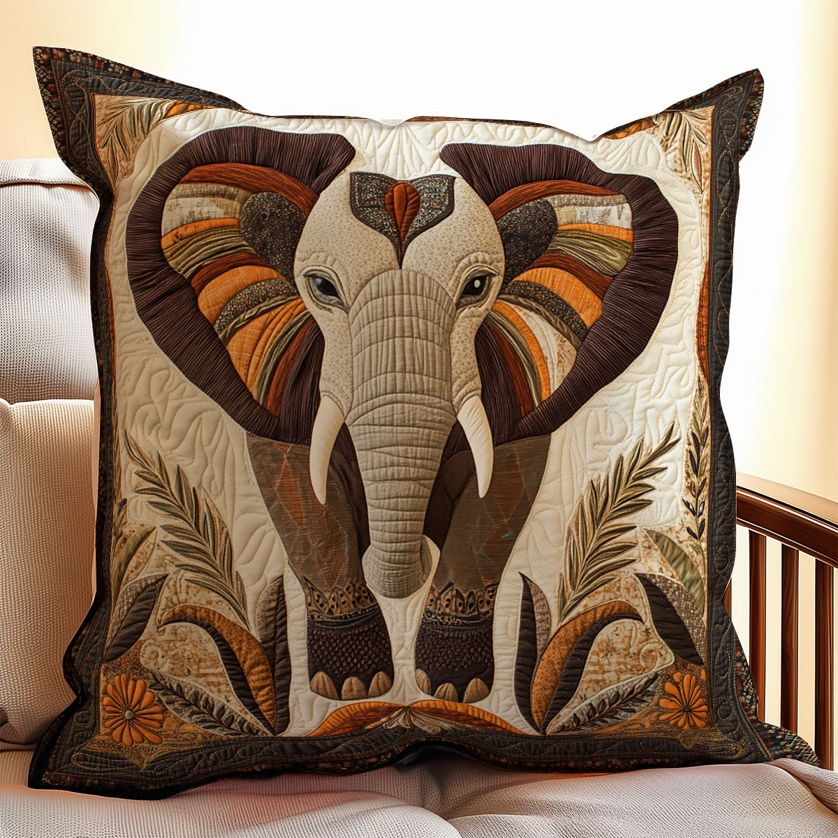 Brown Elephant WX0802115CL Quilt Pillow Case