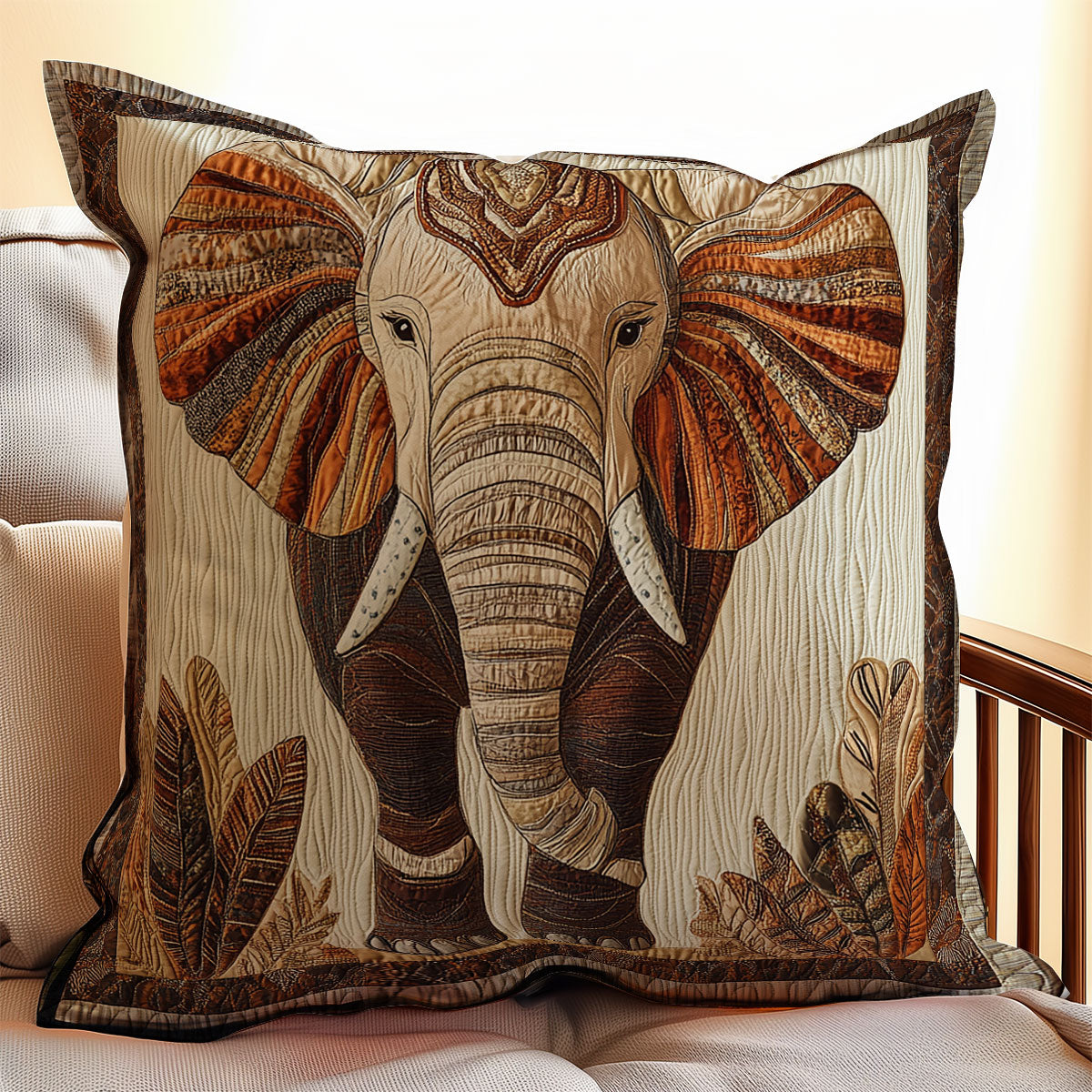 Brown Elephant WX0802125CL Quilt Pillow Case