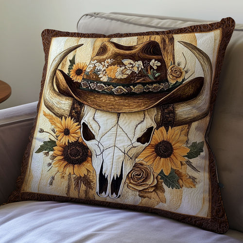 Bull Skull Cowboy WX0602093CL Quilt Pillow Case