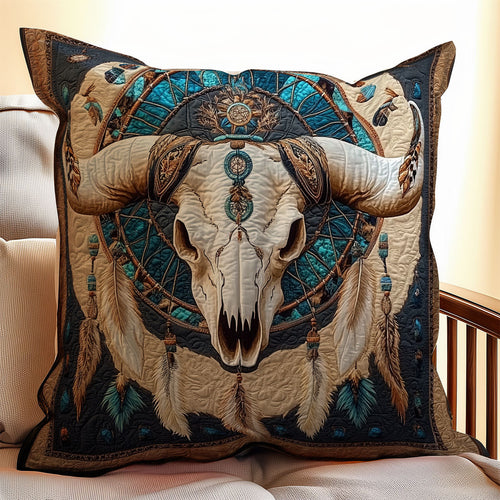 Bull Skull Native American WX0501096CL Quilt Pillow Case