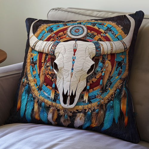 Bull Skull Native American WX0501097CL Quilt Pillow Case