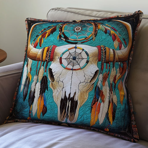 Bull Skull Native American WX0501099CL Quilt Pillow Case