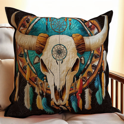 Bull Skull Native American WX0501104CL Quilt Pillow Case