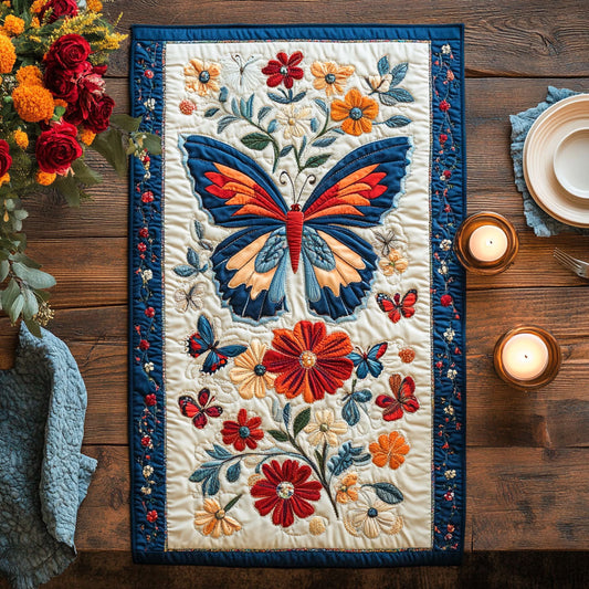 Butterfly Flower WX2402151CL Quilted Table Runner