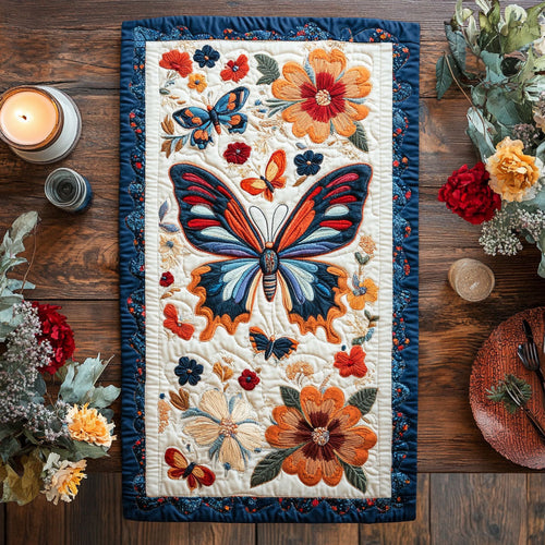 Butterfly Flower WX2402152CL Quilted Table Runner