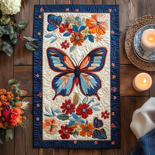 Butterfly Flower WX2402153CL Quilted Table Runner