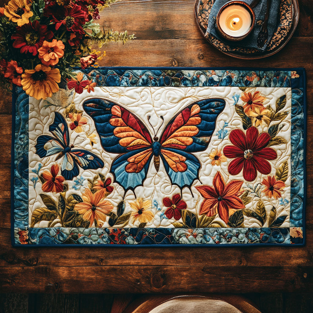 Butterfly Flower WX2402154CL Quilted Table Runner