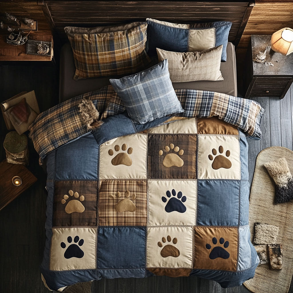 Dog Footprint Patchwork WX1302444CL Duvet Cover Set