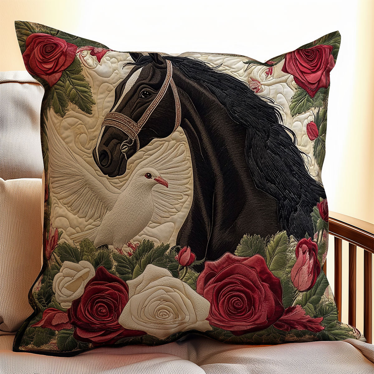 Dove And Horse WX0501116CL Quilt Pillow Case