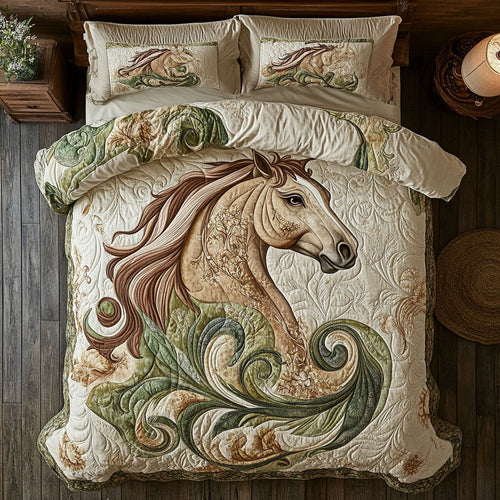 Floral Brown Horse WX1002024CL Duvet Cover Set