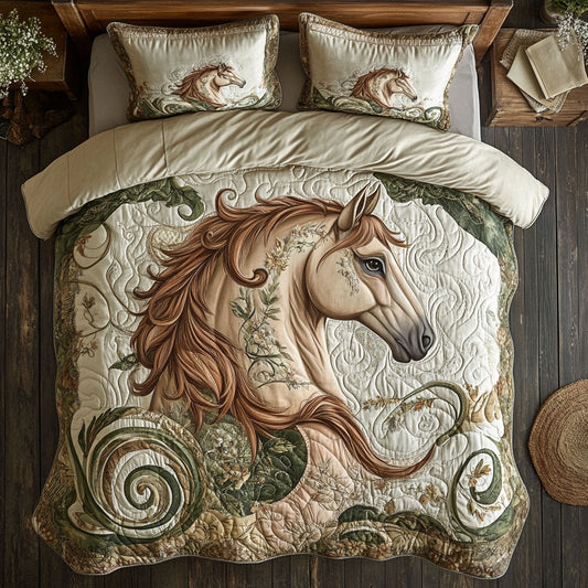 Floral Brown Horse WX1002025CL Duvet Cover Set