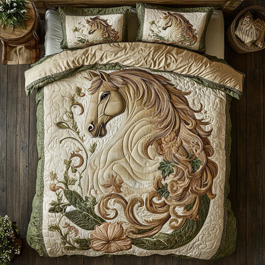 Floral Brown Horse WX1002026CL Duvet Cover Set