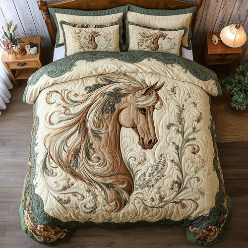 Floral Brown Horse WX1002027CL Duvet Cover Set